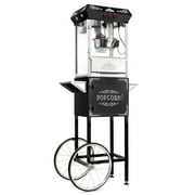 Olde Midway Vintage-Style Popcorn Machine Popper with Cart and 10 Ounce Kettle, Black