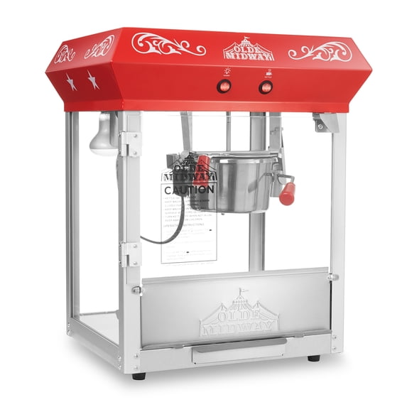 Popcorn Maker Machine Red Rectangle Olde Midway Tabletop Popcorn Machine Maker Popper with 6-Ounce Kettle ...