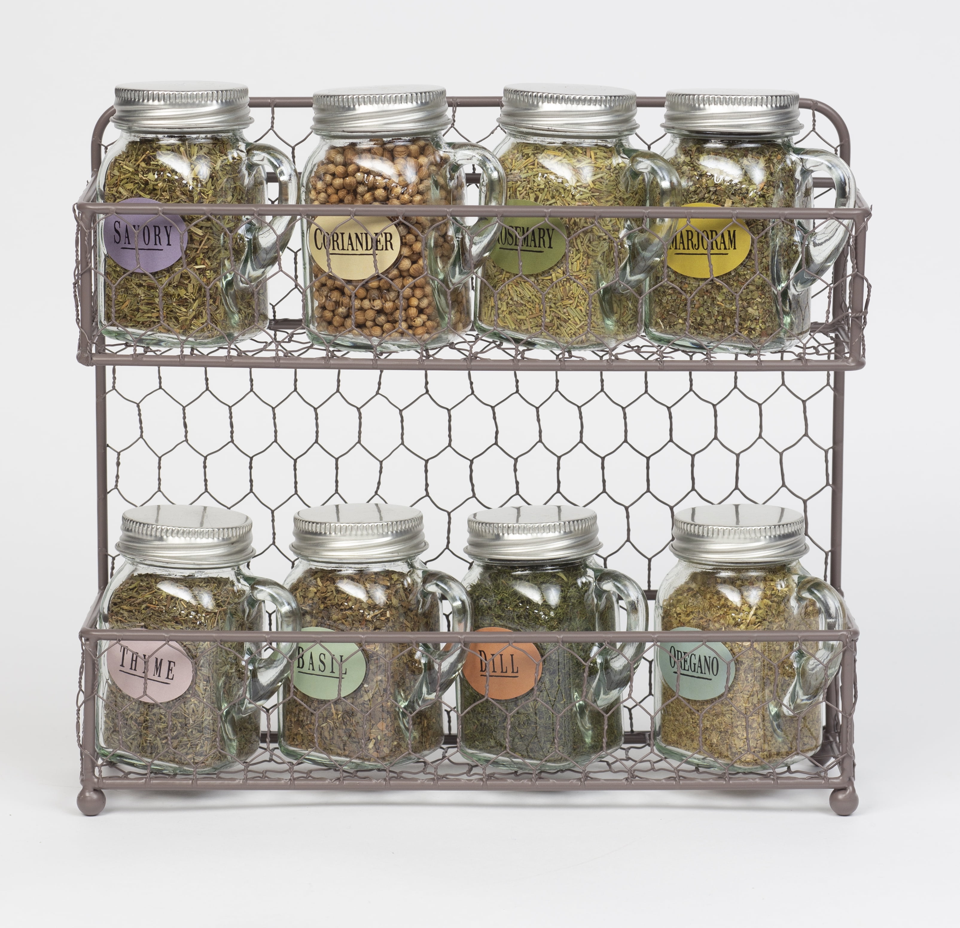 Olde Thompson 25-708 Farmhouse 8 Jar Spice Rack