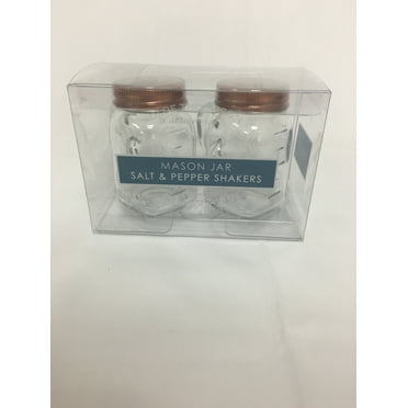 Olde Thompson Clear Mason Jar Salt and Pepper Shaker Set with Copper Lids, Unfilled