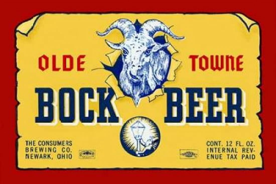 Olde Towne Bock Beer Canvas Art - Vintage Booze Labels (12 x 18)
