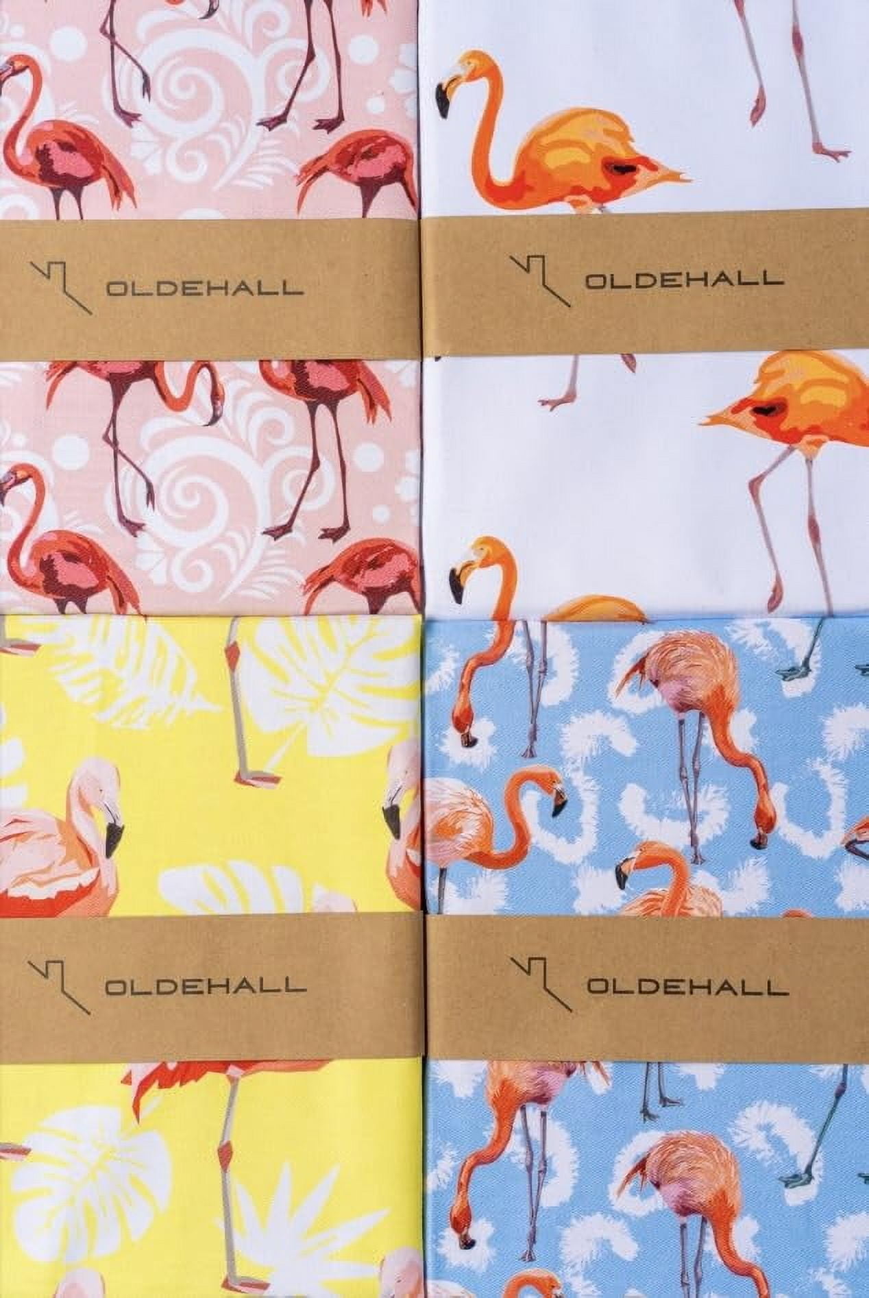 Set of Four Multicolor Cotton Flamingo Kitchen Towels