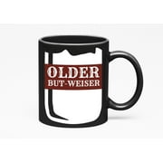 Older But-Weiser, Funny Birthday Beer Pun, Drinkers, Black 11oz Ceramic Mug