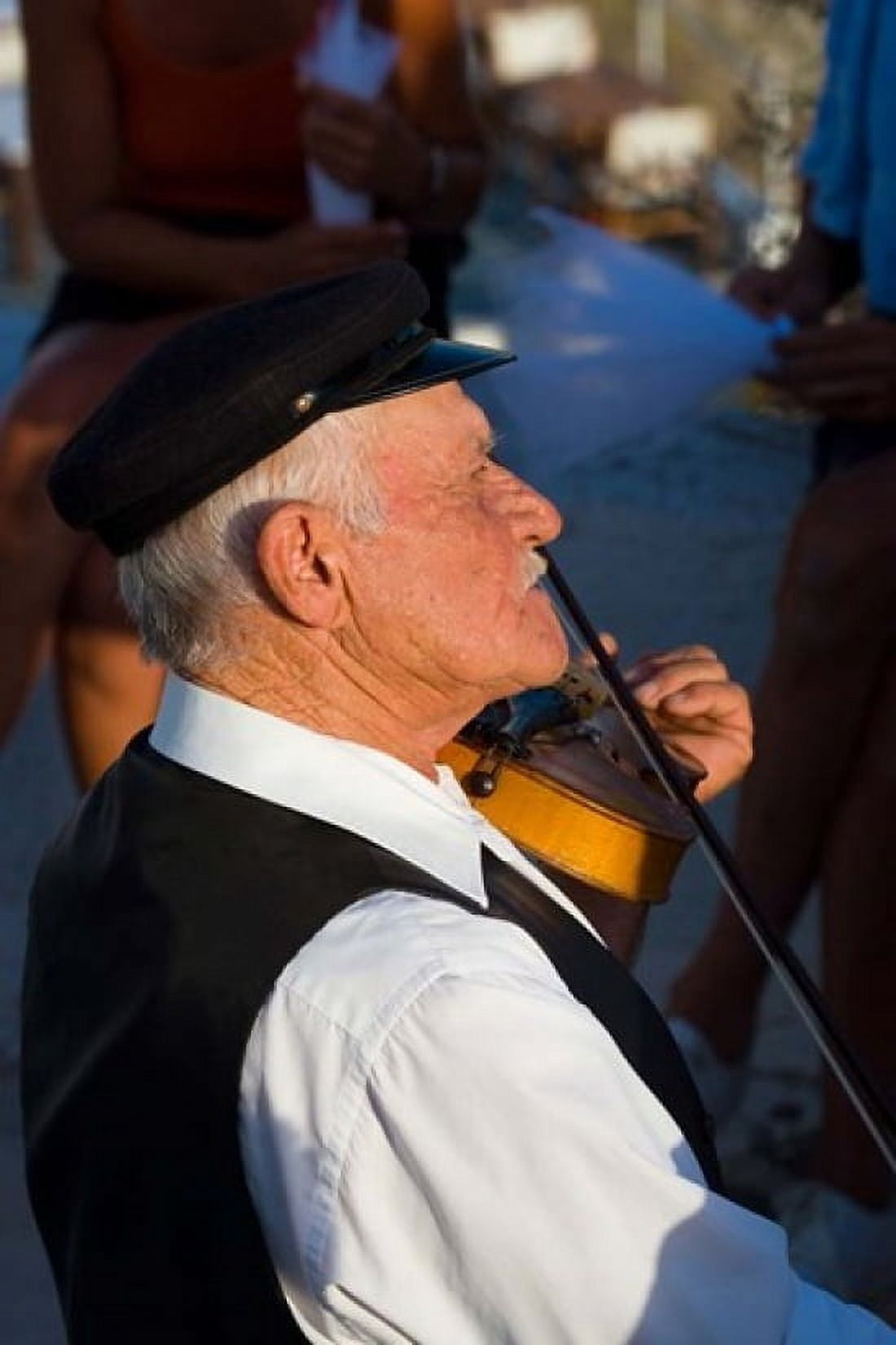 Older Gentleman Playing The Violin Imerovigli Santorini Greece Canvas Art - Darrell Gulin DanitaDelimont (23 x 34)