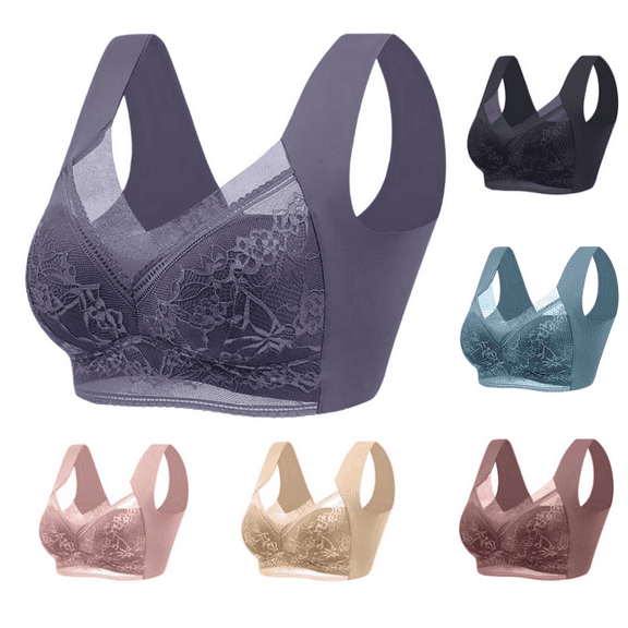 Older Women Bra No Underwire Casual Emily Everyday Sleep Bras Comfort-Strap Comfort Daisyy Bras for Women - Gray,46