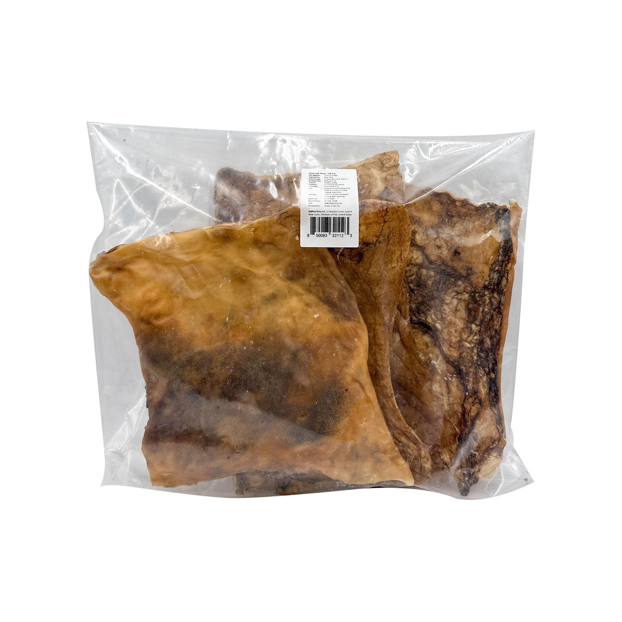 Oldfield Naturals Deer Skin Strips Dog Treats, Venison Dog Chews, Air Dried Hair-Free Deer Skin, Single Ingredient High Protein Natural Dog Chews for Sensitive Dogs, 2.2 lb