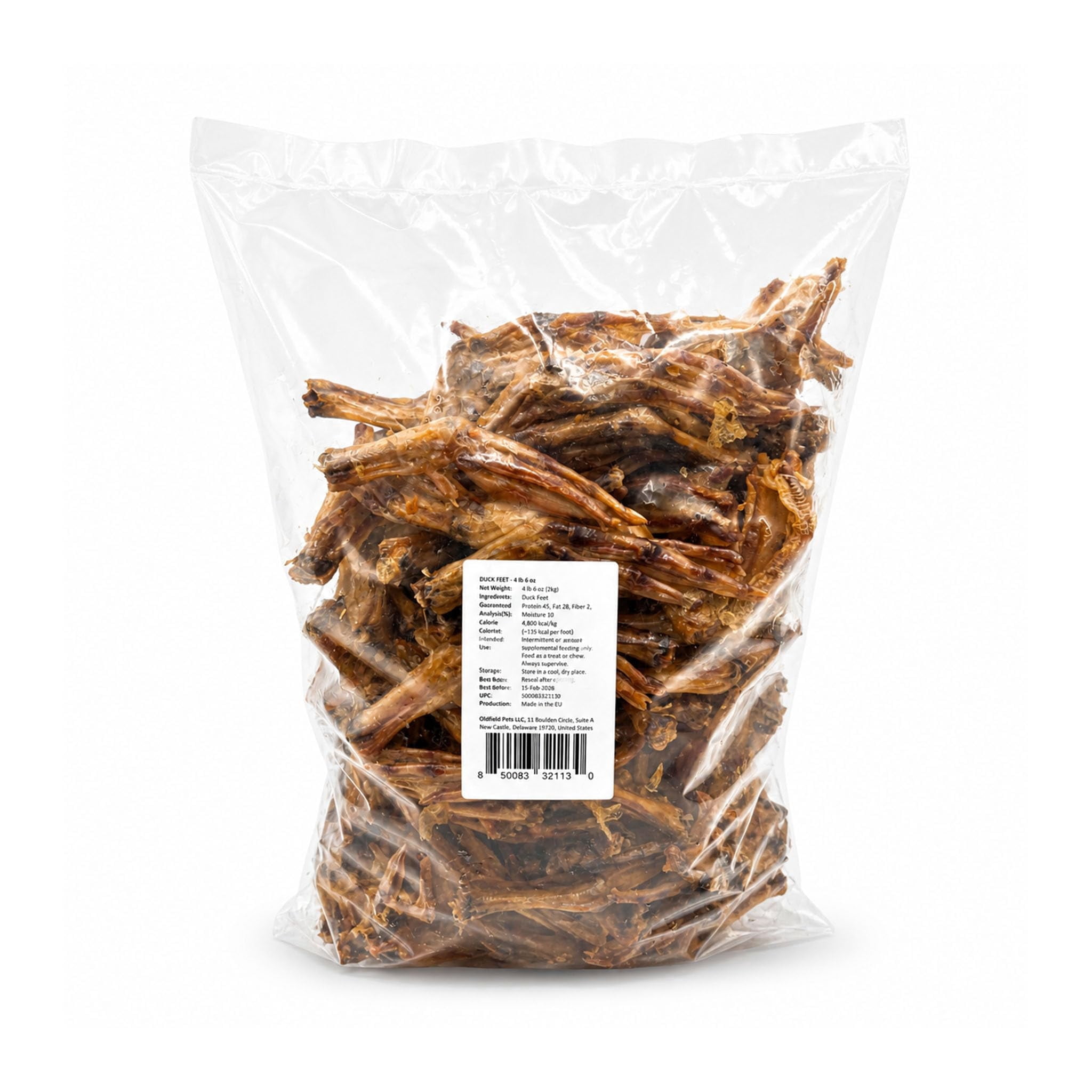 Oldfield Naturals Duck Feet Dog Treats, Dehydrated Duck Feet for Dogs, Single Ingredient Duck Dog Chews, Crunchy Natural Dog Snacks for Picky Dogs, 4 lb 6 oz Bulk Bag, All Breeds