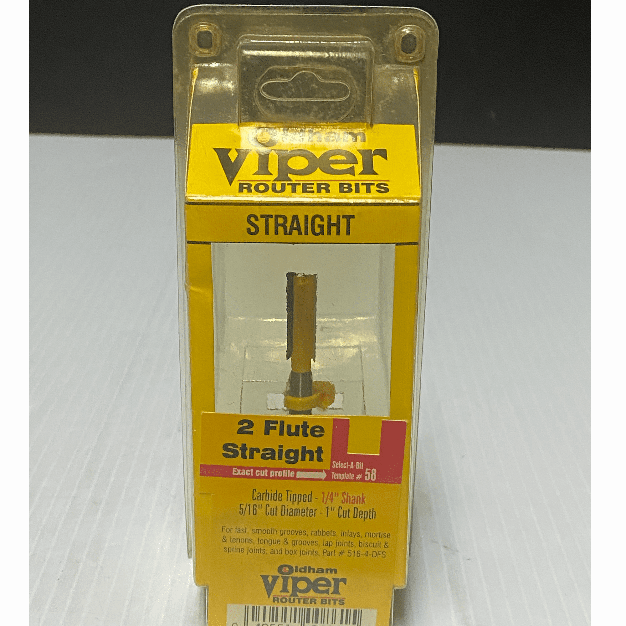 Oldham Viper Router Bits 2 Flute Straight Carbide Tipped