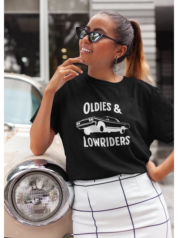 Oldies and Lowriders Car Shirt Oldies Party Low Rider Tshirt Cholo Chicana Lowrider Silhouette Chicano Cholo Style Cruising Lowrider Gift