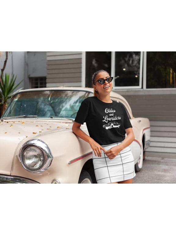 Oldies and Lowriders Car Shirt Oldies Party Low Rider Tshirt Cholo Chicana Lowrider Silhouette Chicano Cholo Style Cruising Lowrider Gift