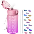 thumbnail image 1 of Oldley Leak-Proof 12 oz Pink Tritan Plastic Water Bottles with Straw Lid & Stickers, 1 of 6