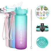 Oldley 17 oz Kids Water Bottle (Straw Lid) BPA-Free Reusable Leak-Proof Durable Tritan Plastic Water Bottles with Wide Mouth Opening