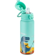Oldley Insulate Water Bottle,  20 oz Green Dinosaur Stainless Steel 304 Water Bottle with Lid and Straw