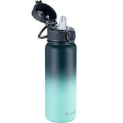 Oldley 20oz Insulated Kids Water Bottle With Lid ,Leakproof For School ANd Outdoors,Black Green For Boy and Men