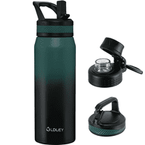 Oldley Insulated 24oz Stainless Steel Sports Water Bottle with 3 Lids