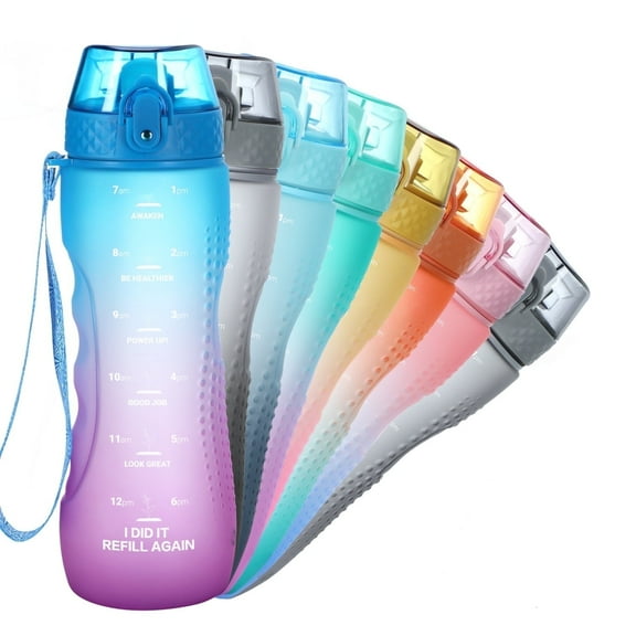 Oldley Leak Proof 25oz 6 Colors BPA-Free Plastic Water Bottle with Straw