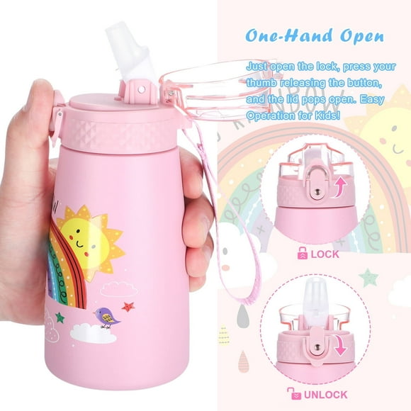 Oldley 12 oz Insulated Water Bottles with Straw Lid and Chug Lid