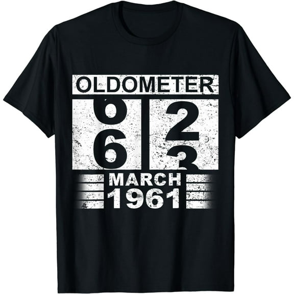 Oldometer 62-63 Born In March 1961 Funny 63th Birthday T-Shirt