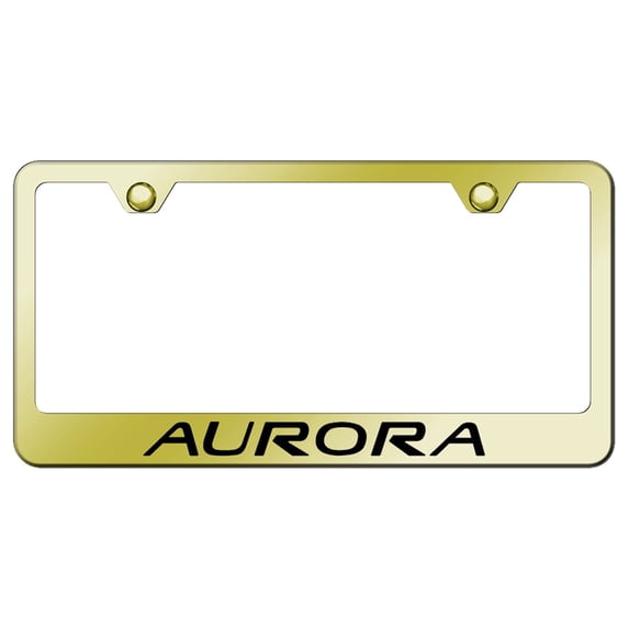 OldsMobile Aurora Laser Etched Logo Stainless Steel License Plate Frame (Gold)