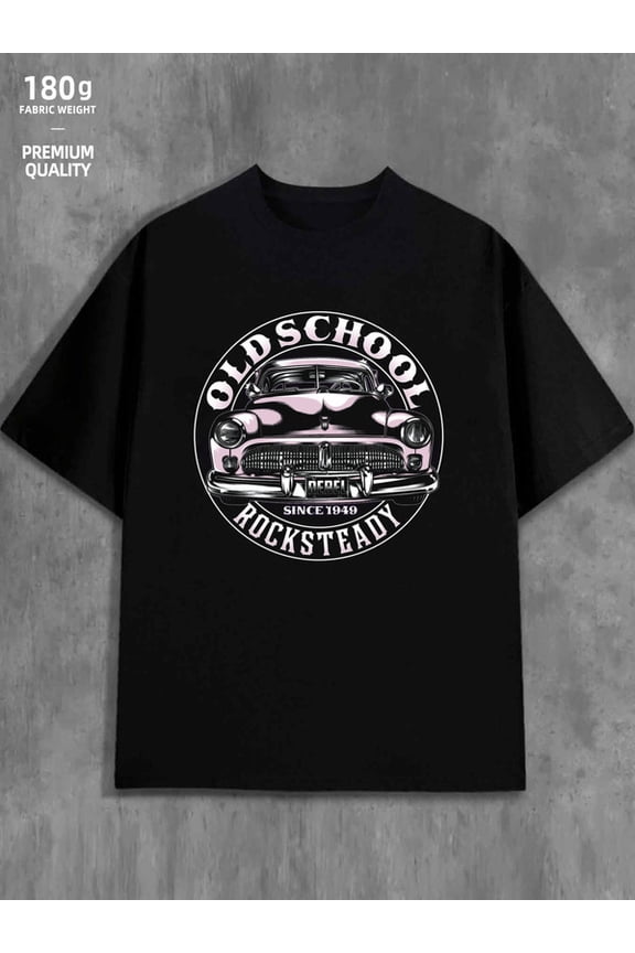 Oldschool Car Tee mens 180G 100% Cotton black Funny Unisex Shirt Printed tshirts Funny Unisex Shirt Cotton tshirts Fashion Unisex Shirt Short Sleeve tshirts Retro Unisex Shirt Printed tshirts