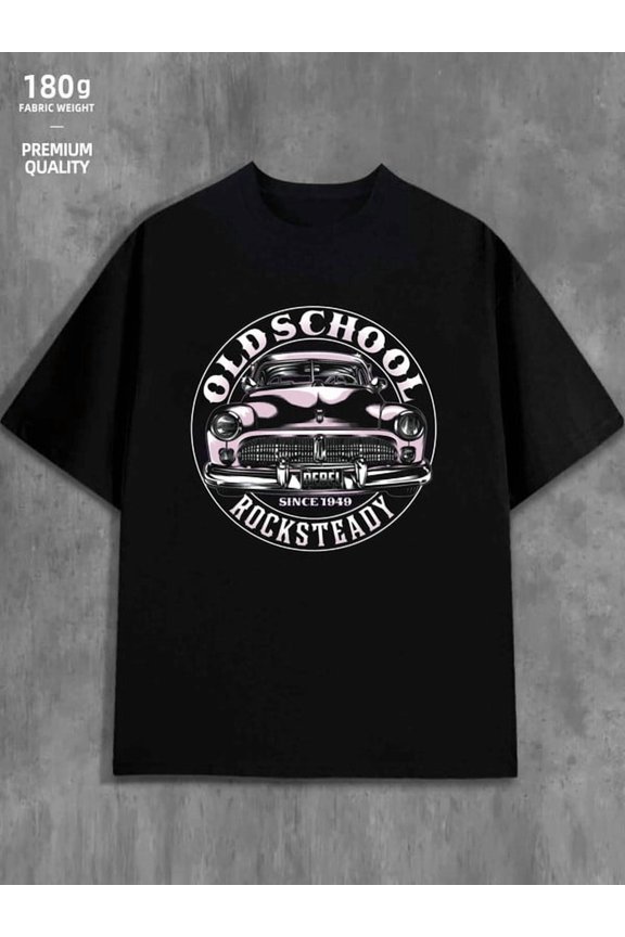 Oldschool Car Tee mens 180G 100% Cotton black Funny Unisex Shirt Printed tshirts Funny Unisex Shirt Cotton tshirts Fashion Unisex Shirt Short Sleeve tshirts Retro Unisex Shirt Printed tshirts