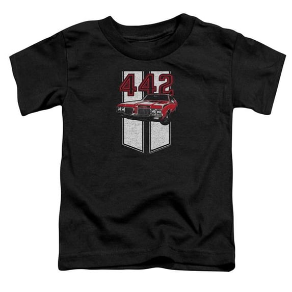 Trevco Sportswear OLS109-KT-1 Oldsmobile 442 Toddler Short Sleeve T-Shirt, Black - Large 4T