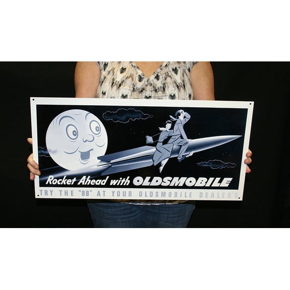 Oldsmobile 88 Vintage Rocket Ahead Steel Sign 24" x 12"