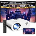 thumbnail image 1 of Oldtan 5G WIFI Bluetooth Projector with Screen, Power Bank Powered 1080P Projector for Outdoor, 1 of 11