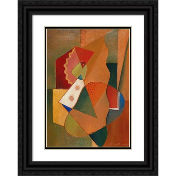 Ole Kandelin 14x18 Black Ornate Wood Framed Double Matted Museum Art Print Titled - Composition (1946)