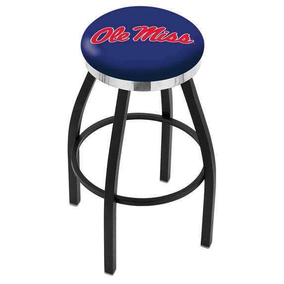Ole Miss Rebels 30" Black Wrinkle Swivel Bar Stool with Chrome Accent Ring