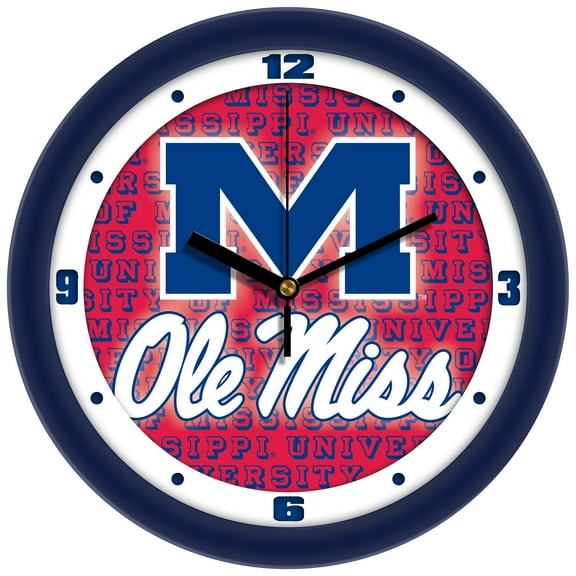 Ole Miss Rebels 11.5'' Suntime Premium Glass Face Dimension Wall Clock