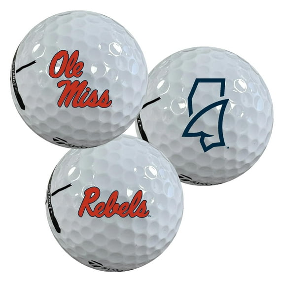 Ole Miss Rebels Logo Edition Officially Licensed NCAA Taylormade Distance+ Golf Balls 12-Pack (Dozen)