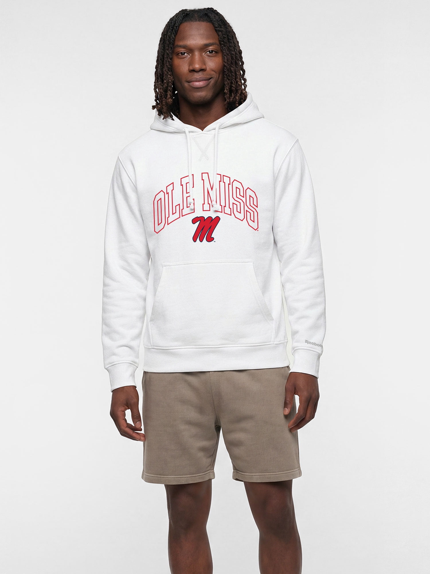 Ole Miss Rebels Reebok Mens White Hooded Sweatshirt