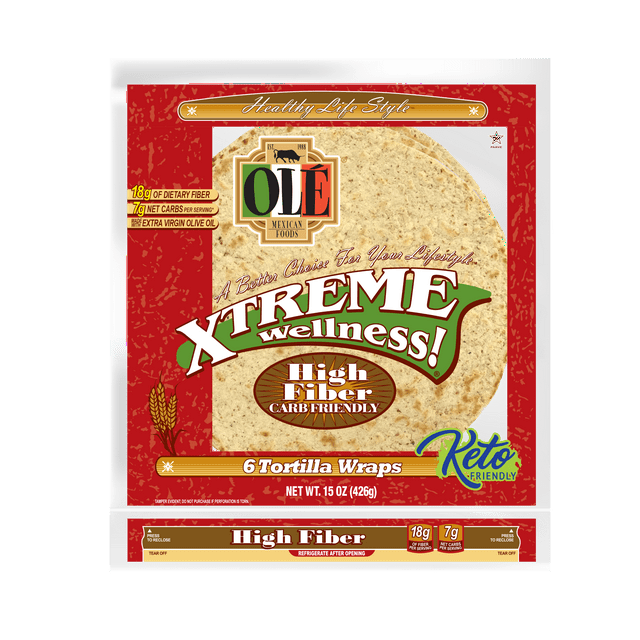 Ole Xtreme, Large 10" Tortillas, High Fiber/Low Carb Wrap, 6 Ct