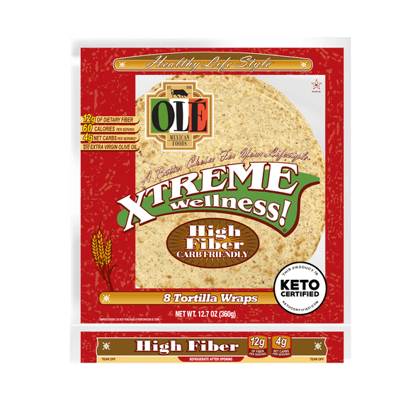 Ole Xtreme Wellness High Fiber Flour Tortillas Keto Certified 8ct