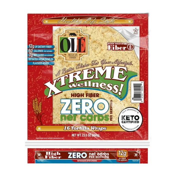 Ole Xtreme Wellness High Fiber Tortilla Wraps, 8 Inch (16 Count)