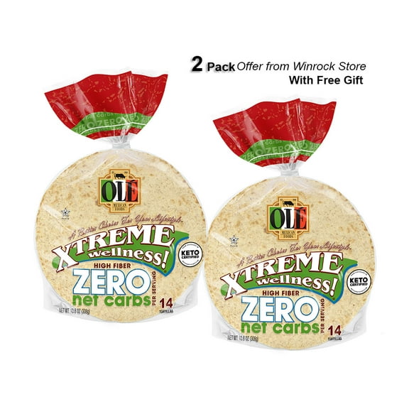 Ole Xtreme Wellness High Fiber Zero Net Carbs Street Taco Flour Tortillas, 10.8 oz, 14 Count (2 Pack) Free Gift from Winrock Store