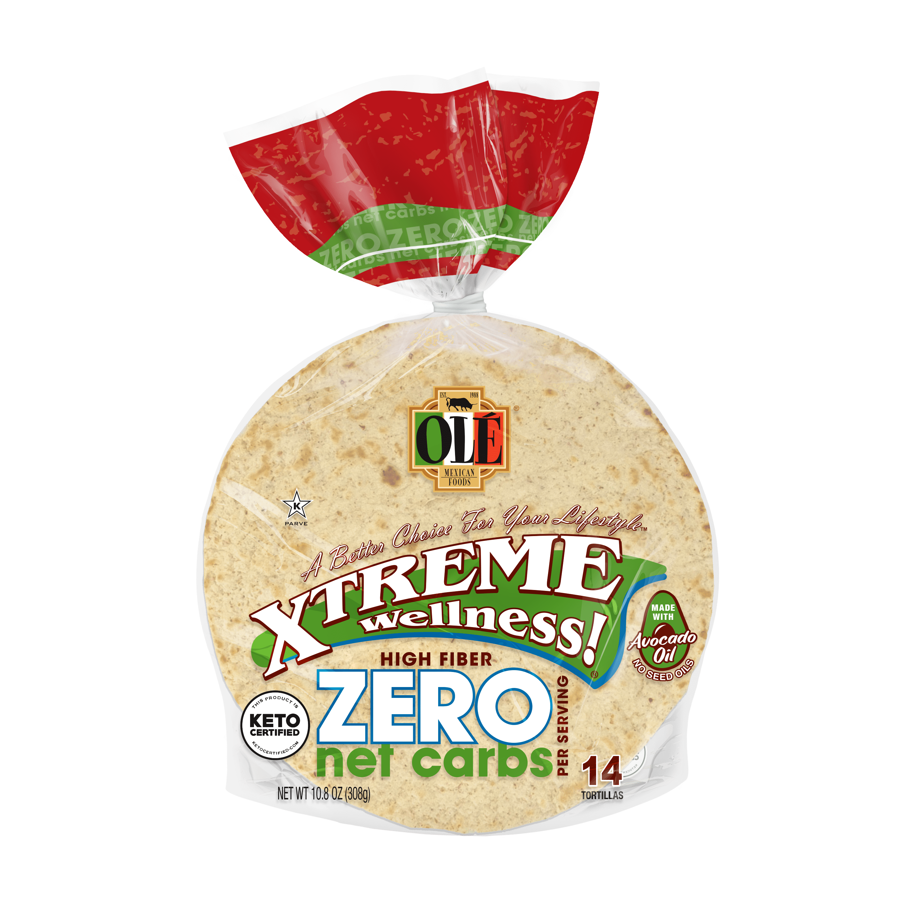 Ol Mexican Foods Xtreme Wellness High Fiber Zero Net Carbs Street Taco Flour Tortilla Wraps, 10.8 oz, 14 Count