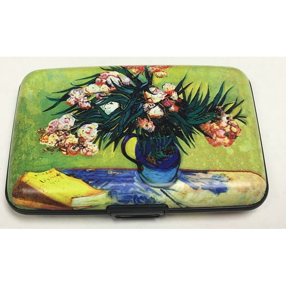 Oleander Flower Vase RFID Secure Theft Protection Credit Card Armored Wallet New