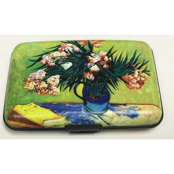 Oleander Flower Vase RFID Secure Theft Protection Credit Card Armored Wallet New