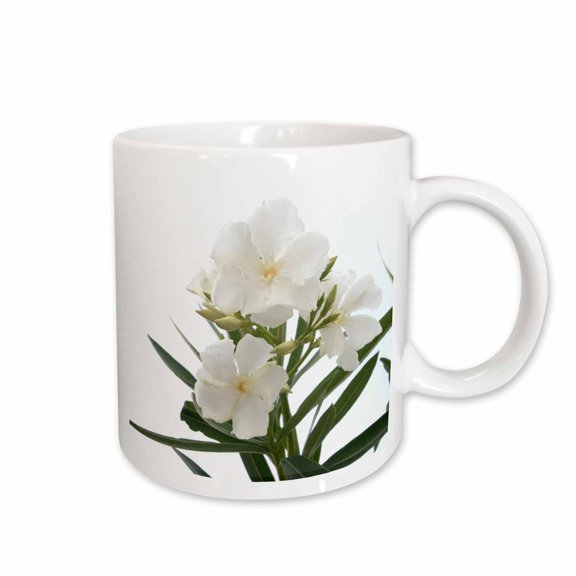 3drose, Oleander White - White, Flower, Tree, Oleander, Blossom, Tropical Plant, Buds, 15oz Mug