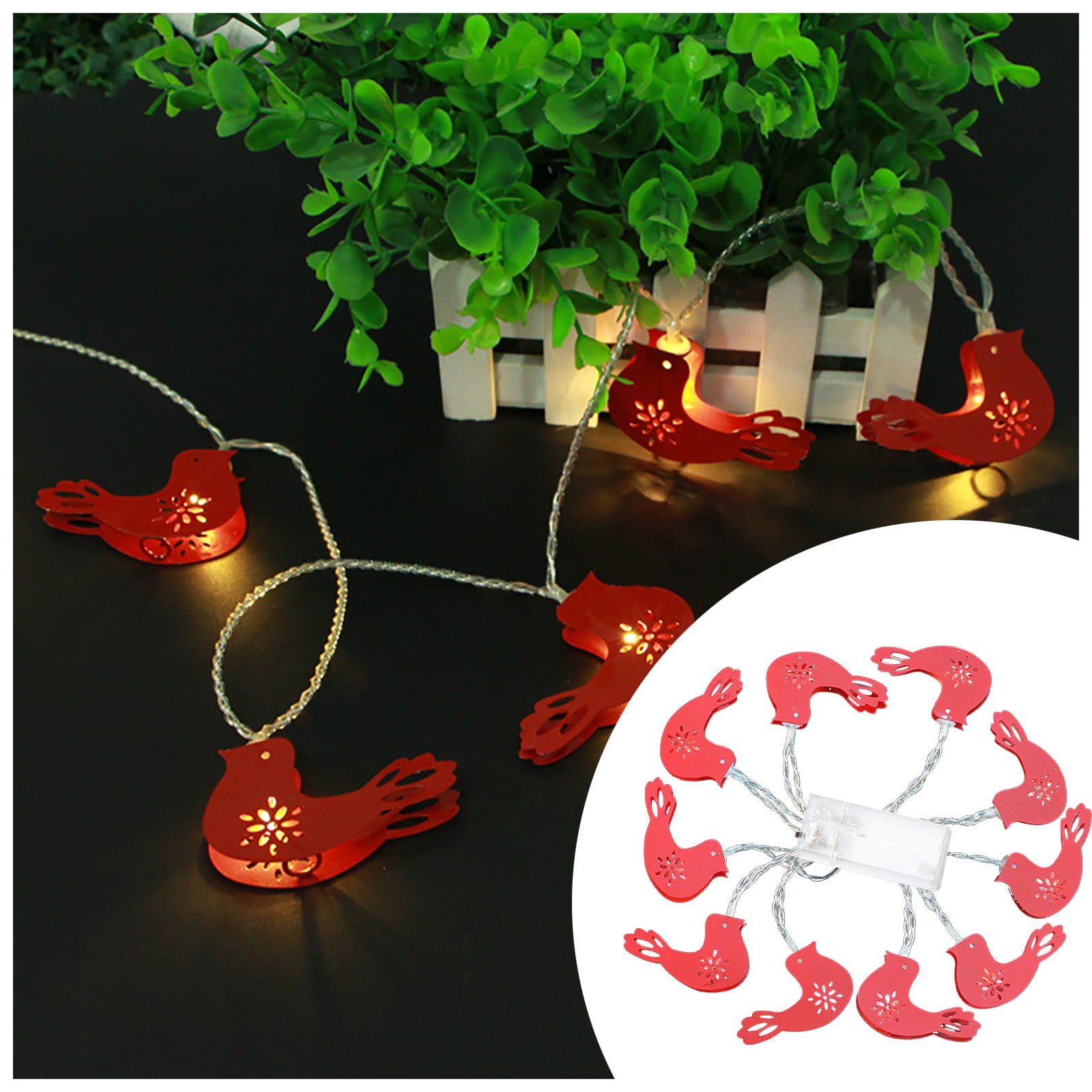Oleegame 1PC Disco Led String Lights Red Bird 10LED Decorative Light