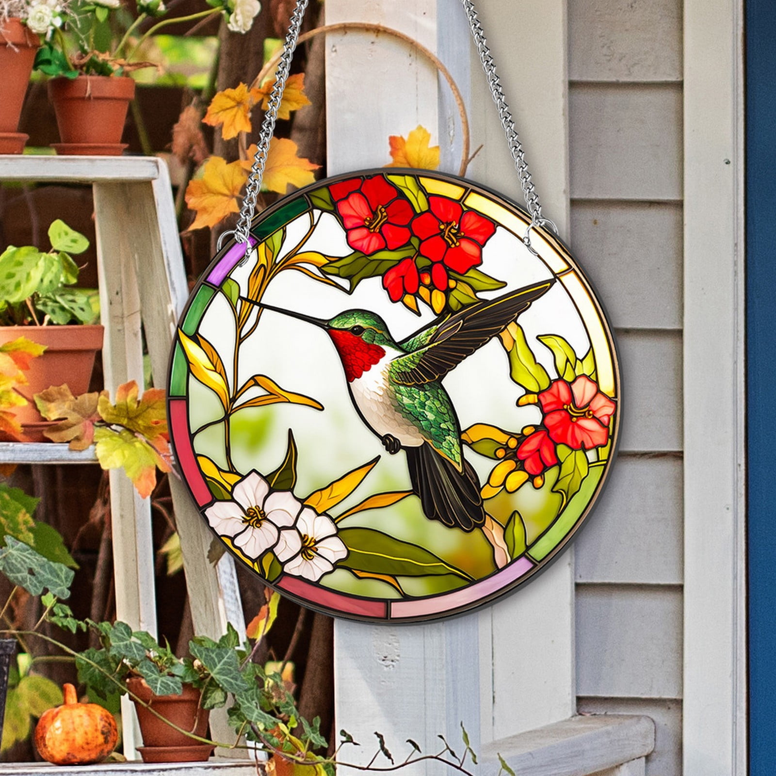 Oleegame 1PC Farmhouse Wreath Door Hanger Double Colorful