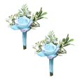Oleegame 2PC Fake Flower Bouquet Fabric Bridal And Groom Corsage Rose