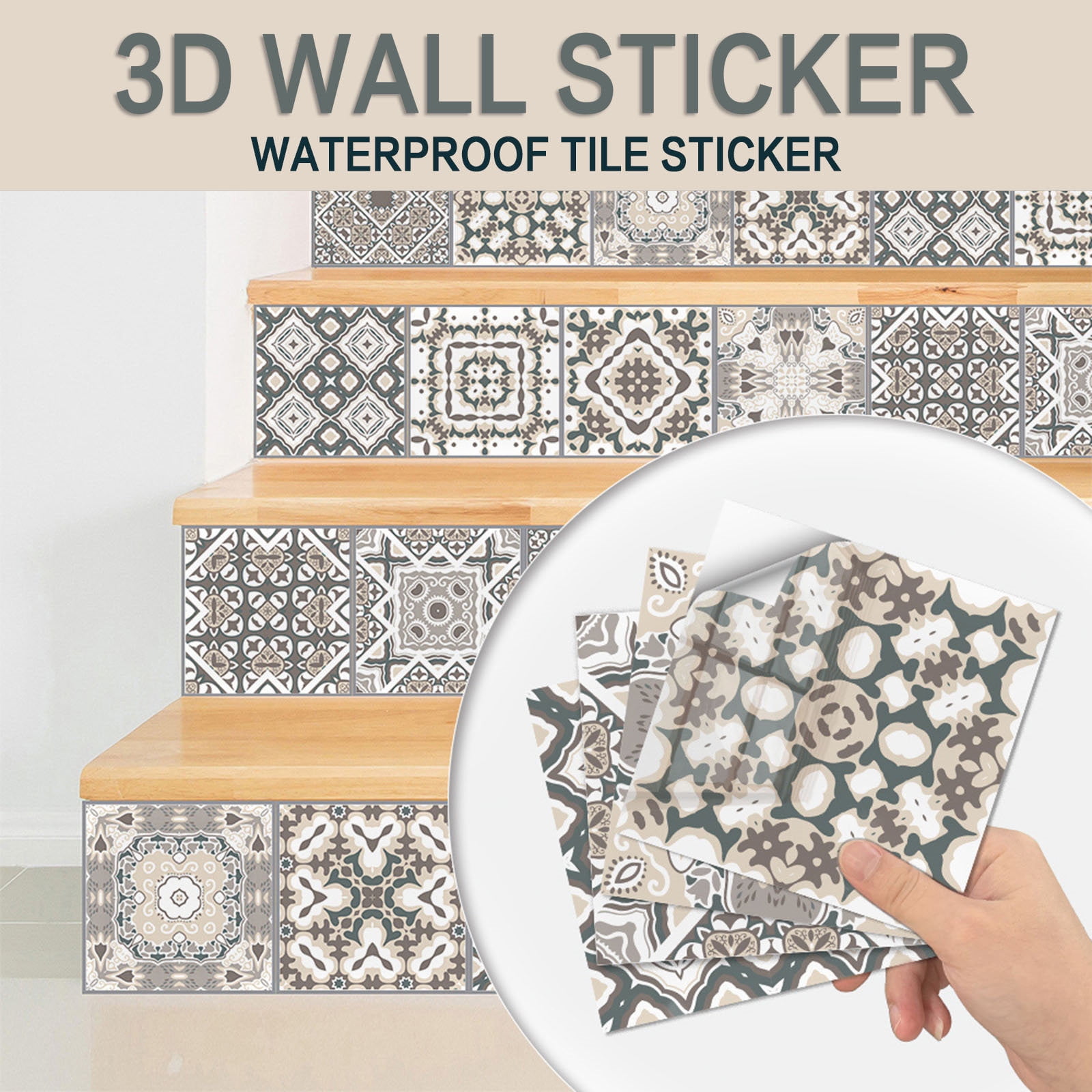 Oleegame 2PC Wall Stickers 1Set 10PC 3D Crystal Tile Sticker Self