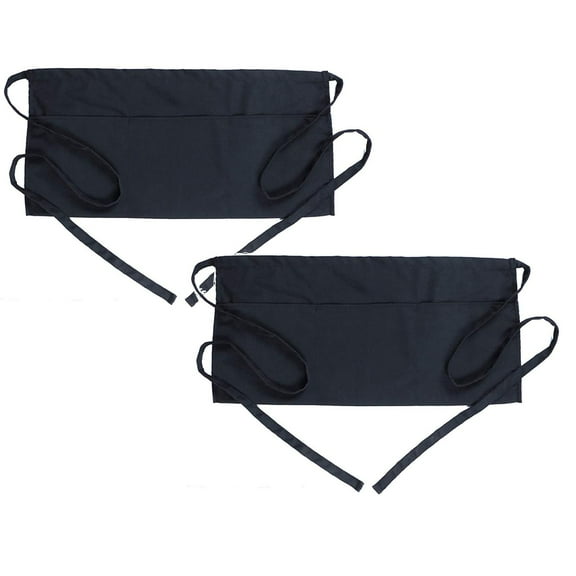 Oleegame Black Waist Apron With 3 Pockets, Workwear Aprons