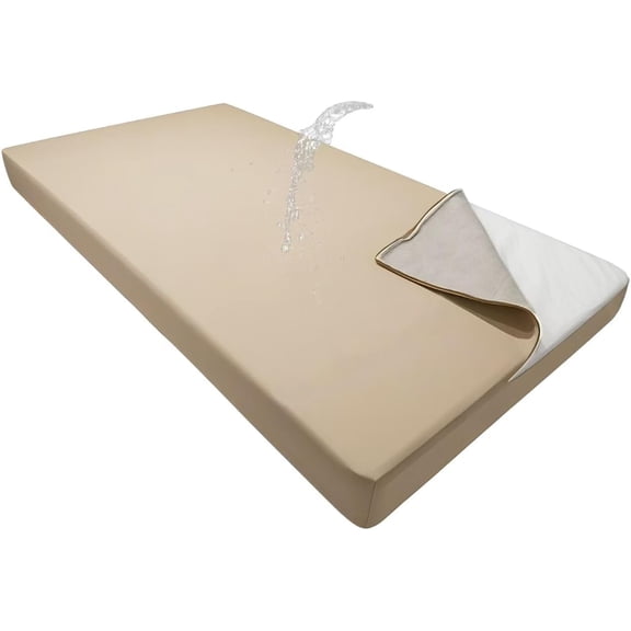 Olefin Twin Outdoor Porch Swing Bed Mattress Cover Waterproof, Twin Size Patio Daybed Cushion Covers Fitted Sheet Slipcover with Zipper, Only Cover (Beige, 75 * 39 * 6IN)