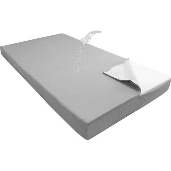 Olefin Twin Outdoor Porch Swing Bed Mattress Cover Waterproof, Twin Size Patio Daybed Cushion Covers Fitted Sheet Slipcover with Zipper, Only Cover (Light Grey, 75 * 39 * 6IN)