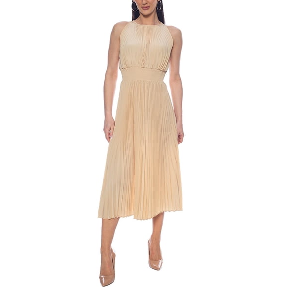 Oleg Cassini womens  Smocked Midi Dress, l