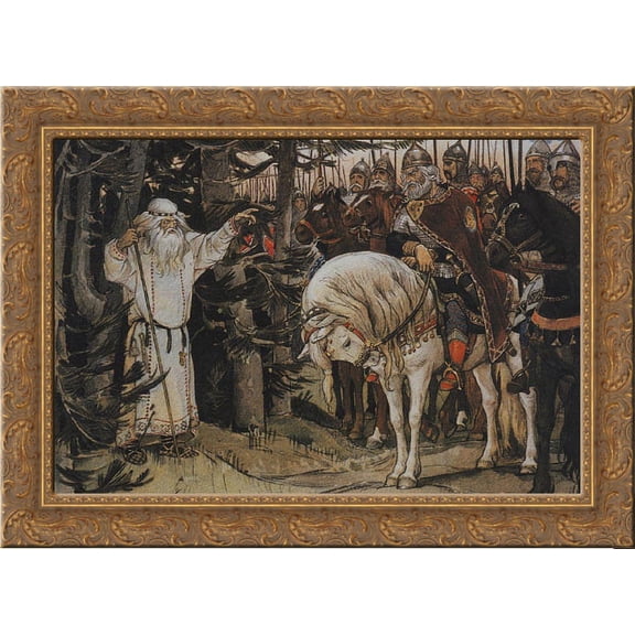 Oleg meets wizard 24x18 Gold Ornate Wood Framed Canvas Art by Viktor Vasnetsov
